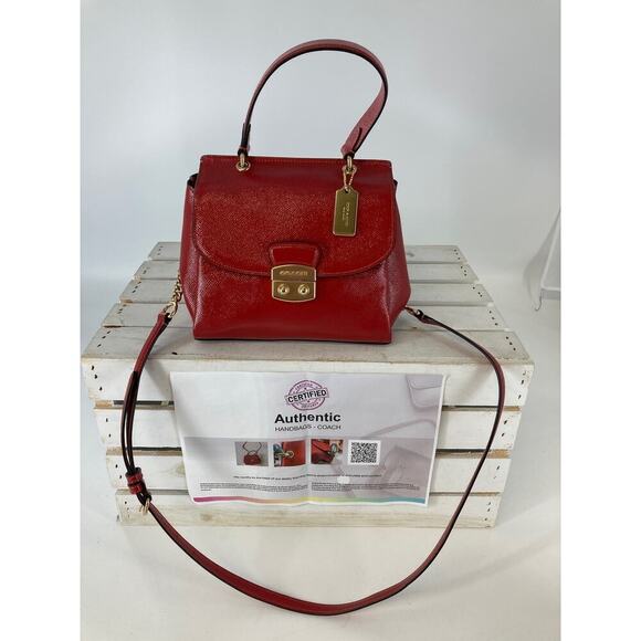 COACH F37833 SMALL RED PATTON LEATHER CROSSBODY BAG - Picture 2 of 16